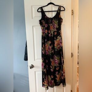 Jones New York Black floral Sleeveless Maxi Dress size 6